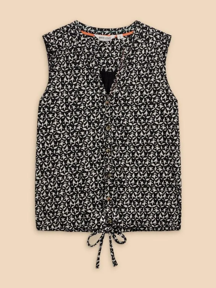 Women SHIRTS and BLOUSES White Stuff TULIP PRINTED SLEEVELESS SHIRT Black Print Women SHIRTS and BLOUSES White Stuff TULIP PRINTED SLEEVELESS SHIRT Black Print