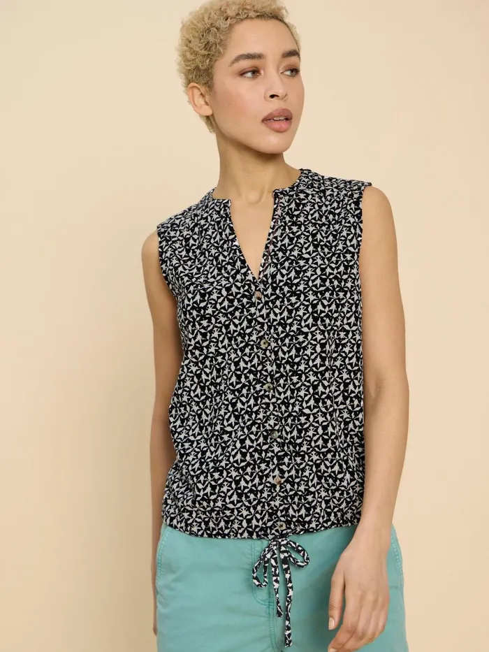 Women SHIRTS and BLOUSES White Stuff TULIP PRINTED SLEEVELESS SHIRT Black Print Women SHIRTS and BLOUSES White Stuff TULIP PRINTED SLEEVELESS SHIRT Black Print