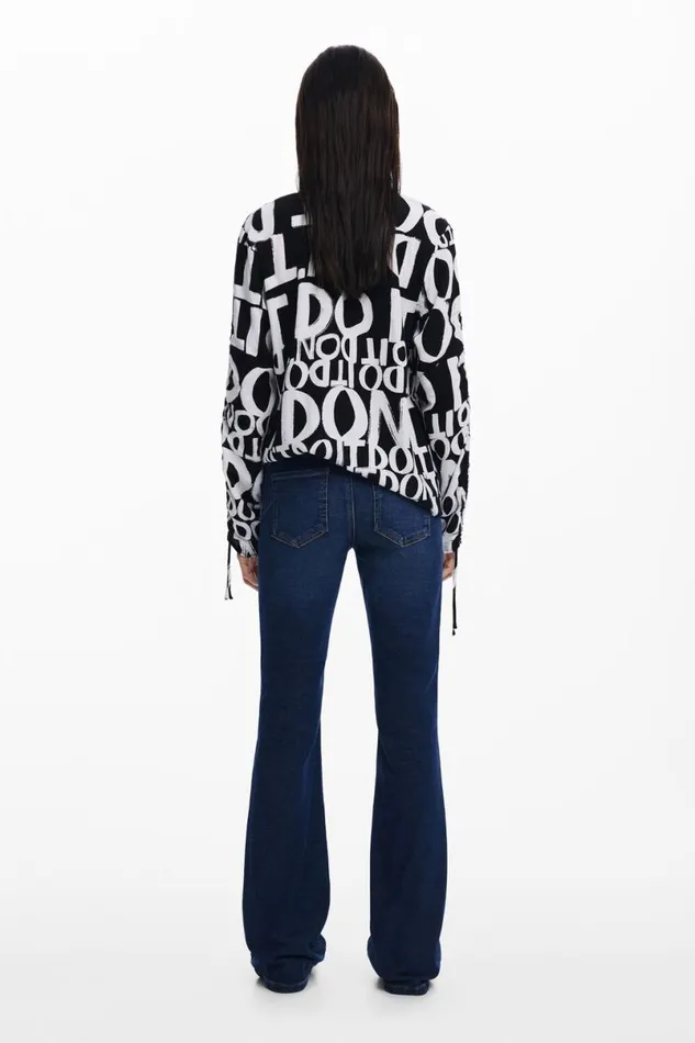 Women Shirts And Blouses Desigual Letter Print Blouse With Bows