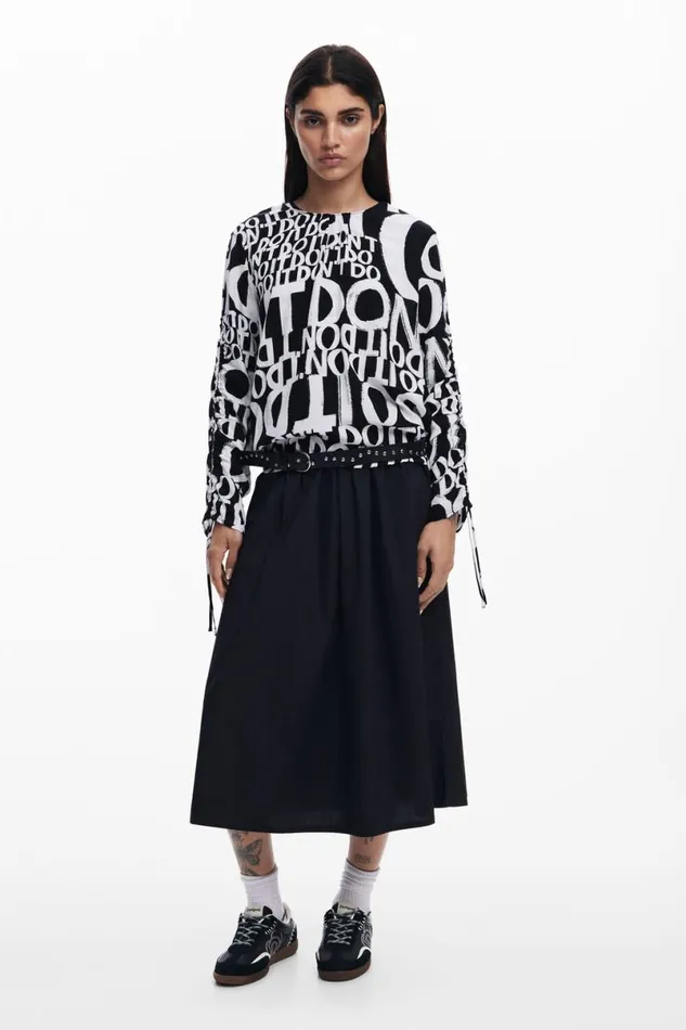 Women Shirts And Blouses Desigual Letter Print Blouse With Bows