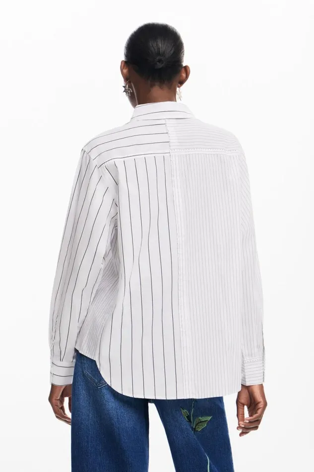 Women Shirts And Blouses Desigual Striped Shirt With Phrase