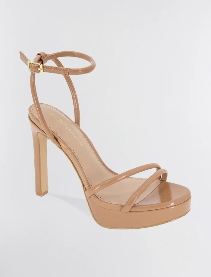 Women Shoes BCBG Tan Kendi Sandal Heel Tan Patent