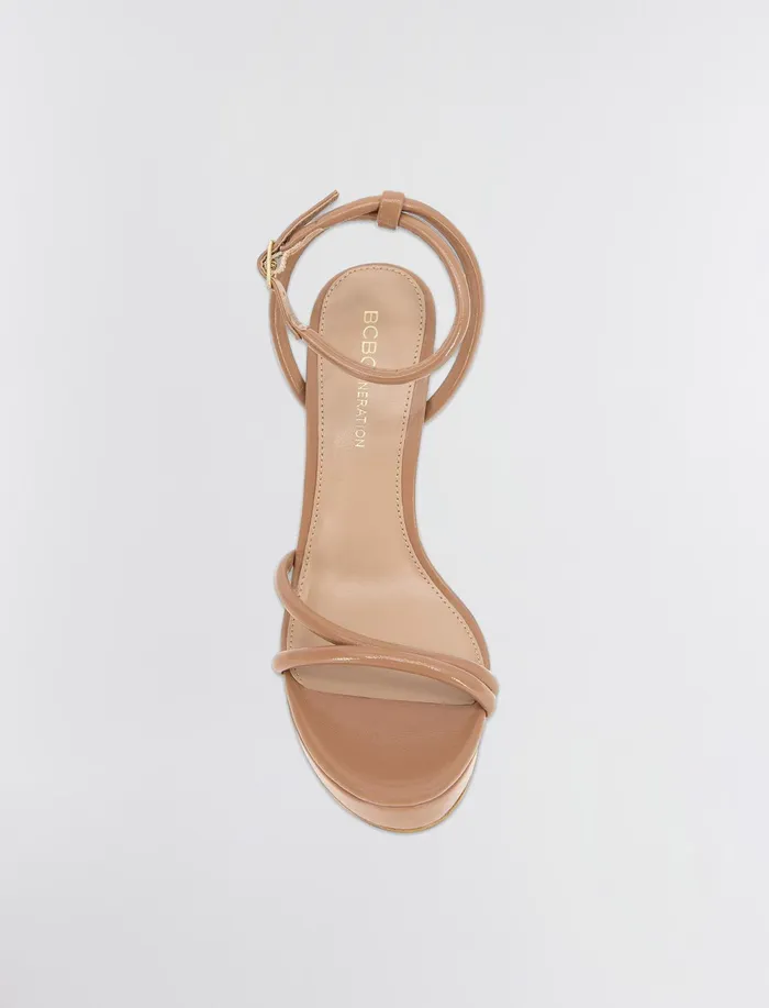 Women Shoes BCBG Tan Kendi Sandal Heel Tan Patent