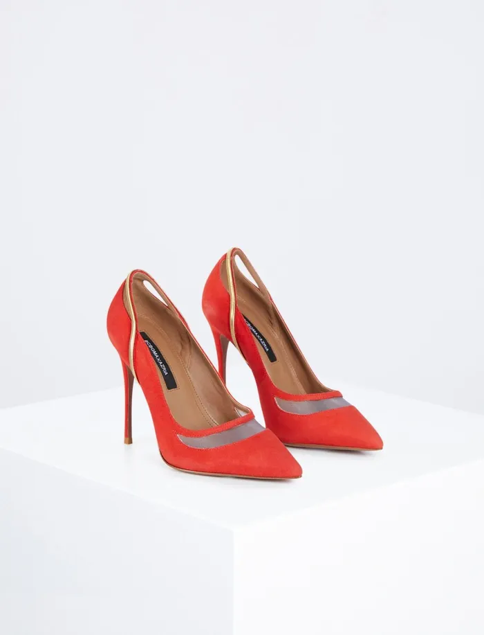 Women Shoes BCBG Vermelho Suede Norla Heel Vermelho Suede