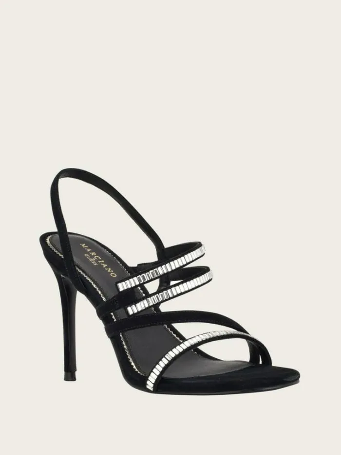 Women Shoes Marciano Kaden Crystal Strappy Heel Black1