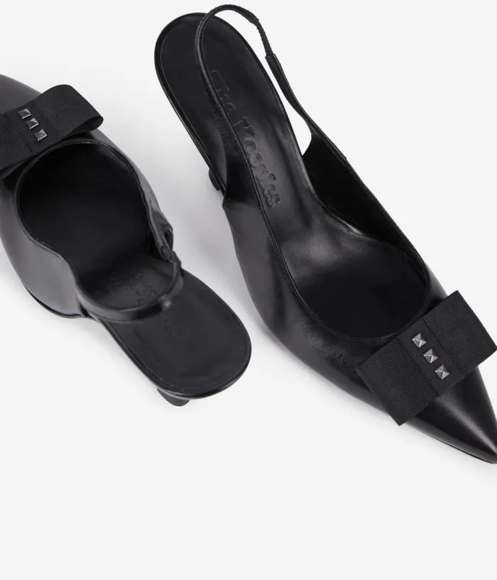 Women Shoes THE KOOPLES Black Leather Slingback Pumps Women Shoes THE KOOPLES Black Leather Slingback Pumps