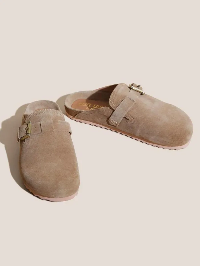 Women SHOES White Stuff Slip On Suede Footbed Light Natural
