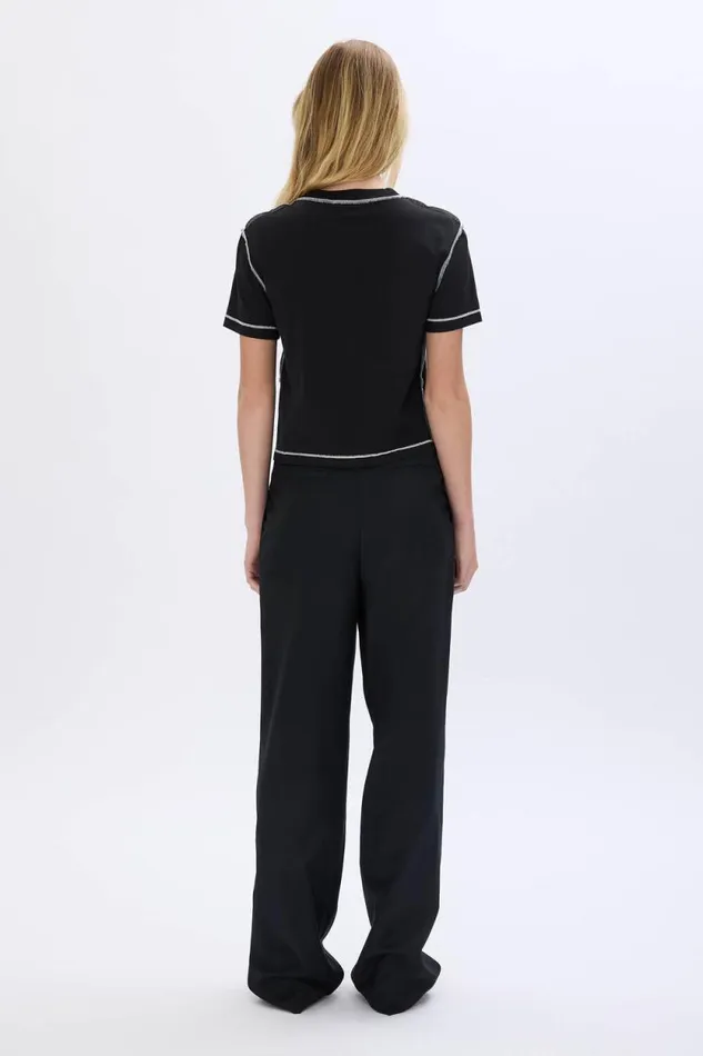 Women Shortsleeved Crewneck Tshirt In Cotton Jersey Black Black Sonia Rykiel TShirts