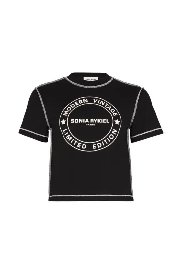 Women Shortsleeved Crewneck Tshirt In Cotton Jersey Black Black Sonia Rykiel TShirts