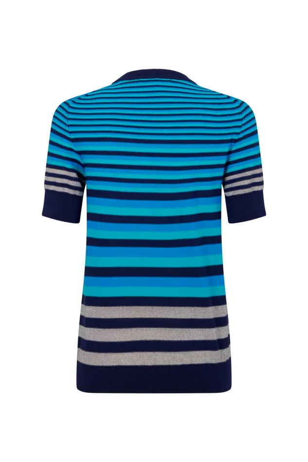 Women Shortsleeved Striped Sweater Bluesilver Stripe Multi Sonia Rykiel Sweaters
