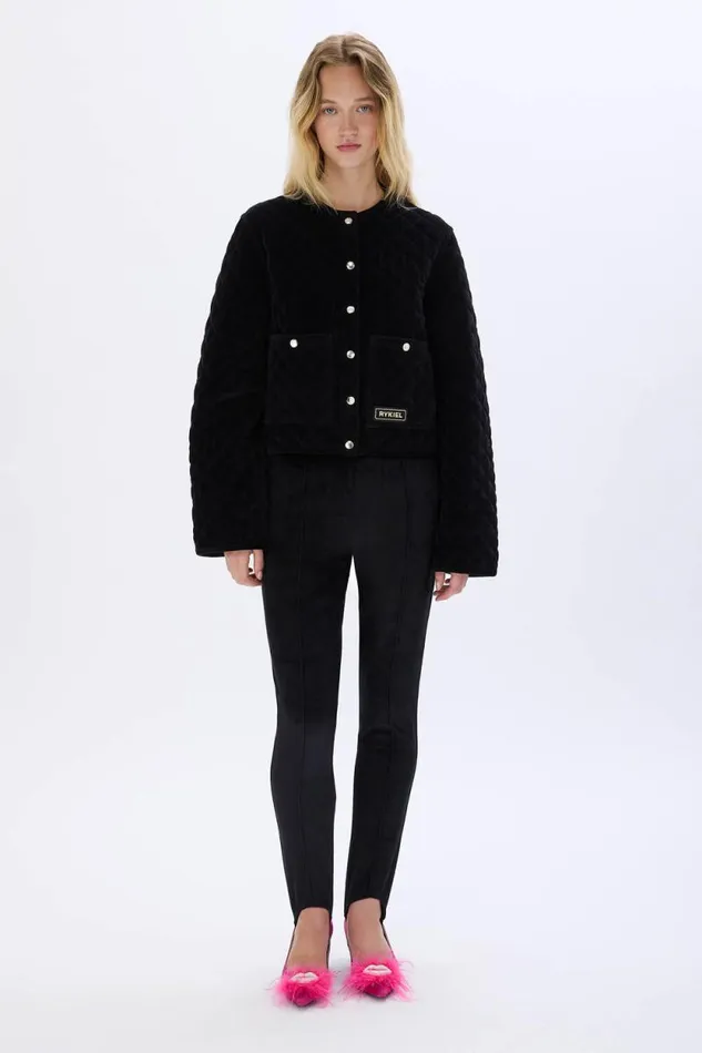 Women Short Velvet Quilted Jacket Black Black Sonia Rykiel Jackets