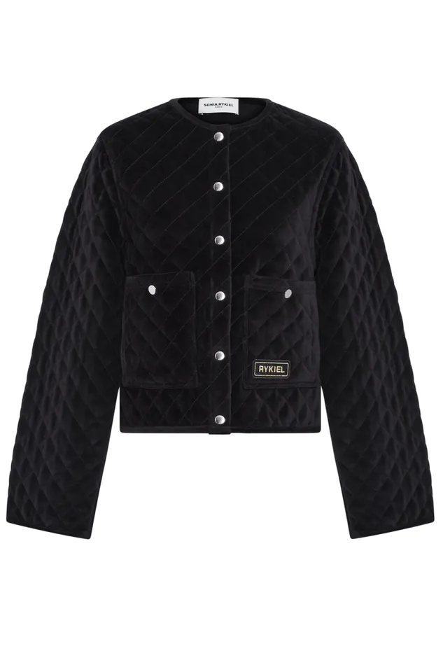 Women Short Velvet Quilted Jacket Black Black Sonia Rykiel Jackets