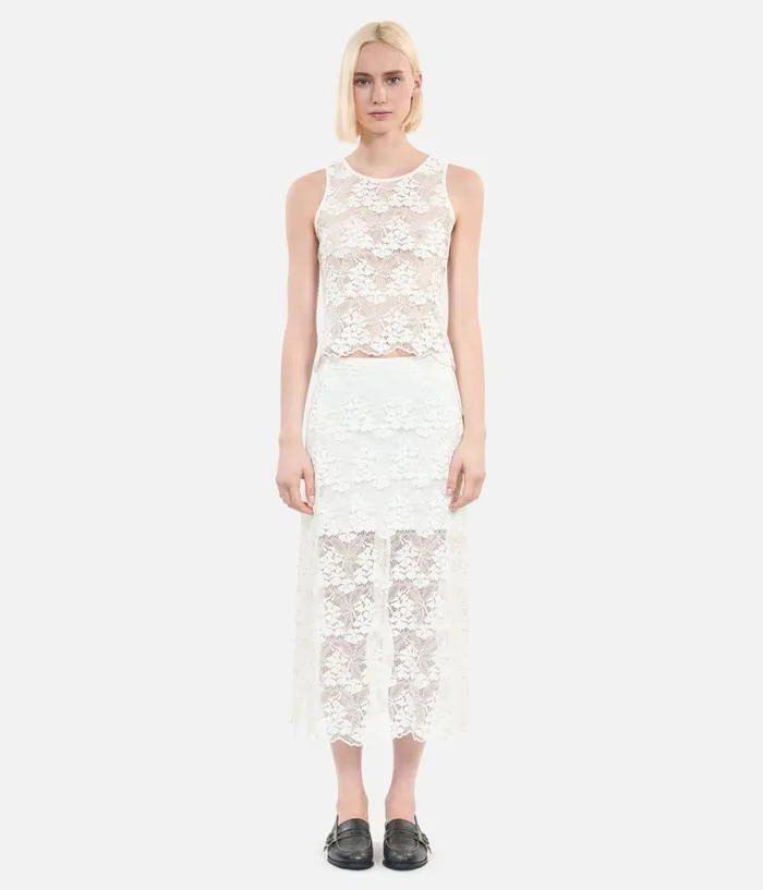 Women Skirts and Shorts THE KOOPLES Long Ecru Lace Skirt