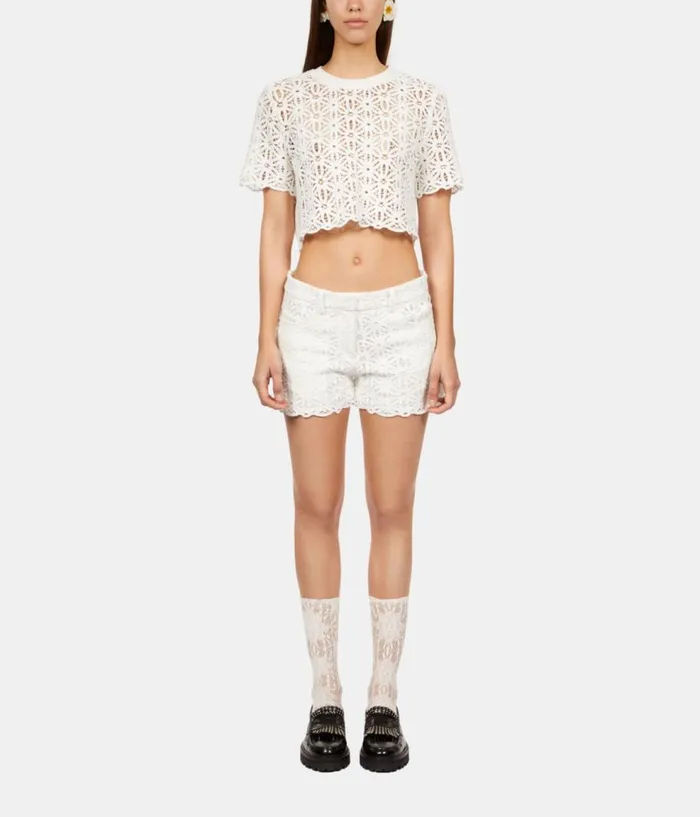 Women Skirts and Shorts THE KOOPLES White Guipure Shorts