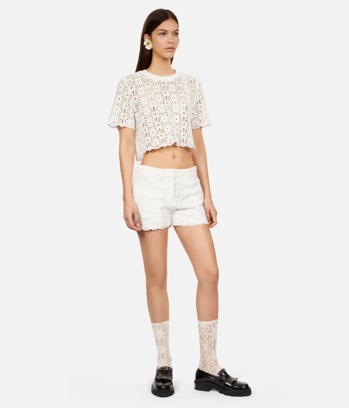 Women Skirts and Shorts THE KOOPLES White Guipure Shorts