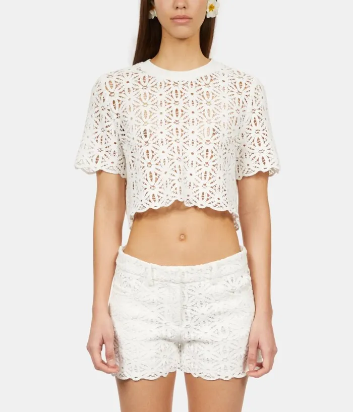 Women Skirts and Shorts THE KOOPLES White Guipure Shorts
