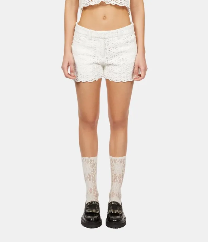 Women Skirts and Shorts THE KOOPLES White Guipure Shorts