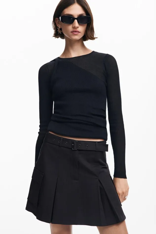 Women Skirts Desigual Pleated Skirt With Belt