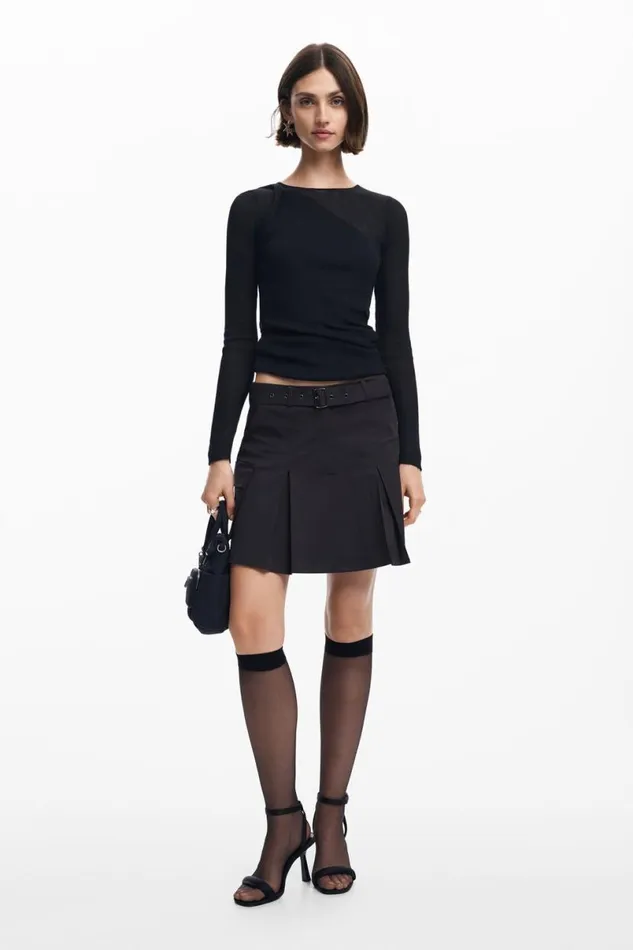 Women Skirts Desigual Pleated Skirt With Belt