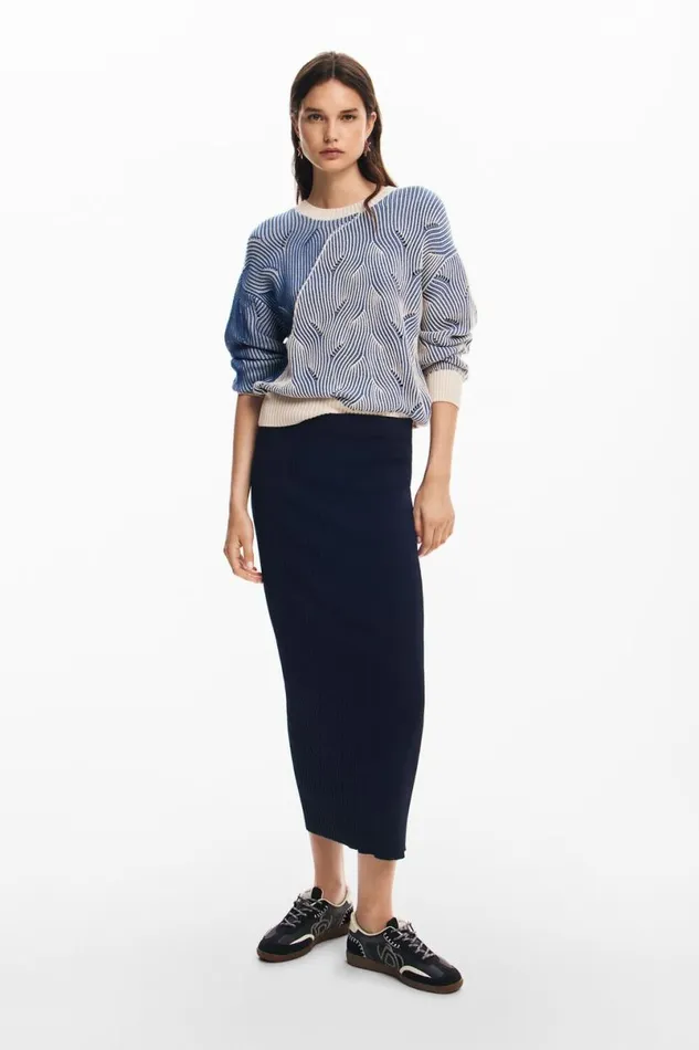 Women Skirts Desigual Ribbed Knit Skirt