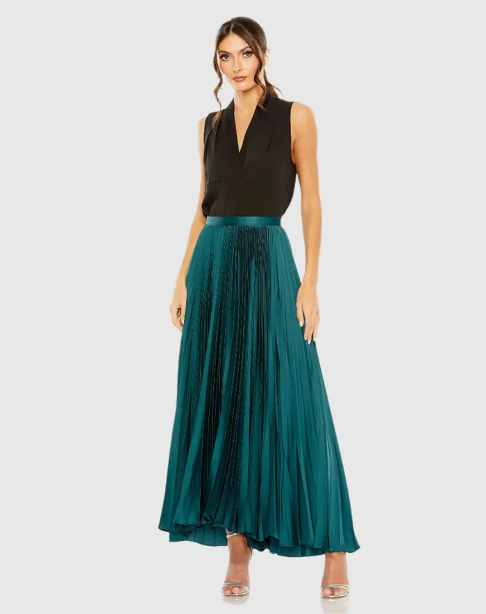 Women Skirts Mac Duggal Satin Pleated Skirt Peacock