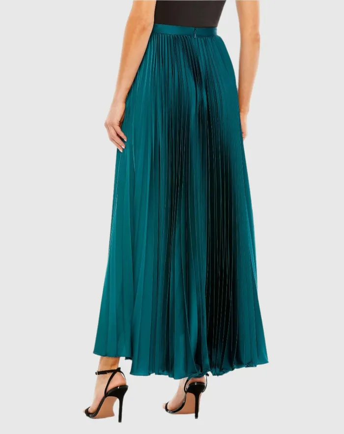 Women Skirts Mac Duggal Satin Pleated Skirt Peacock