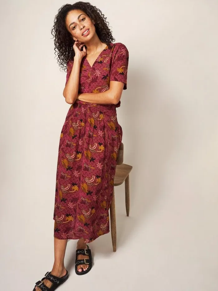 Women SKIRTS White Stuff Aubree Midi Skirt Plum Multi