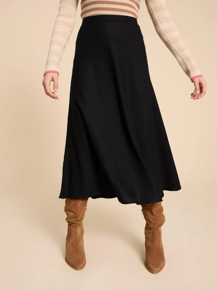 Women SKIRTS White Stuff Clemence Linen Blend Skirt Pure Black