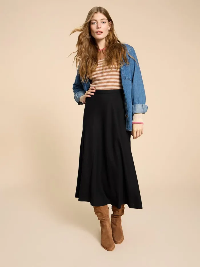 Women SKIRTS White Stuff Clemence Linen Blend Skirt Pure Black Women SKIRTS White Stuff Clemence Linen Blend Skirt Pure Black