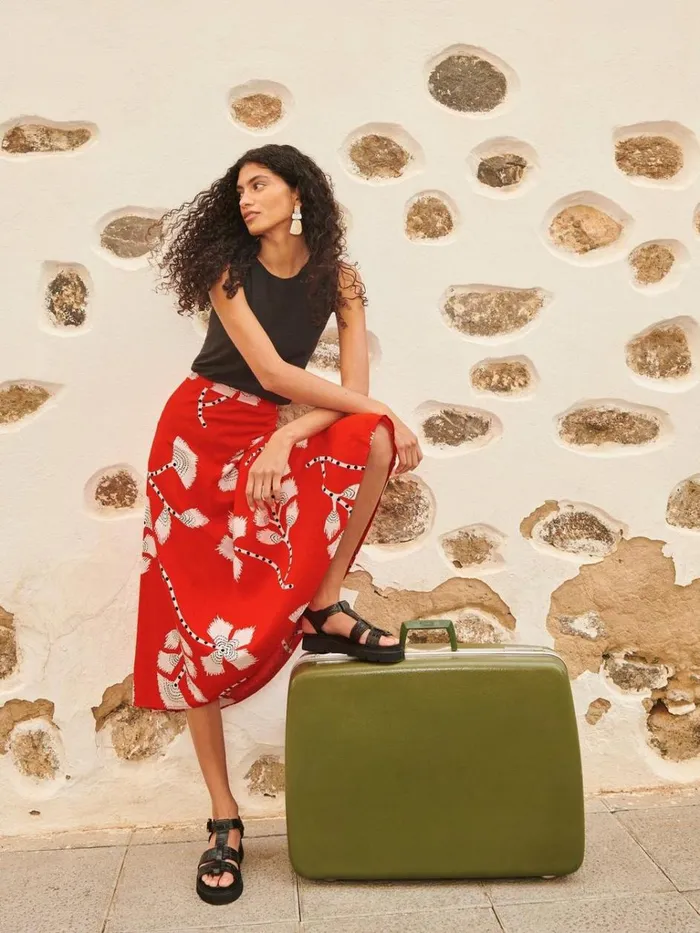 Women SKIRTS White Stuff Clemence Linen Blend Skirt Red Print Women SKIRTS White Stuff Clemence Linen Blend Skirt Red Print
