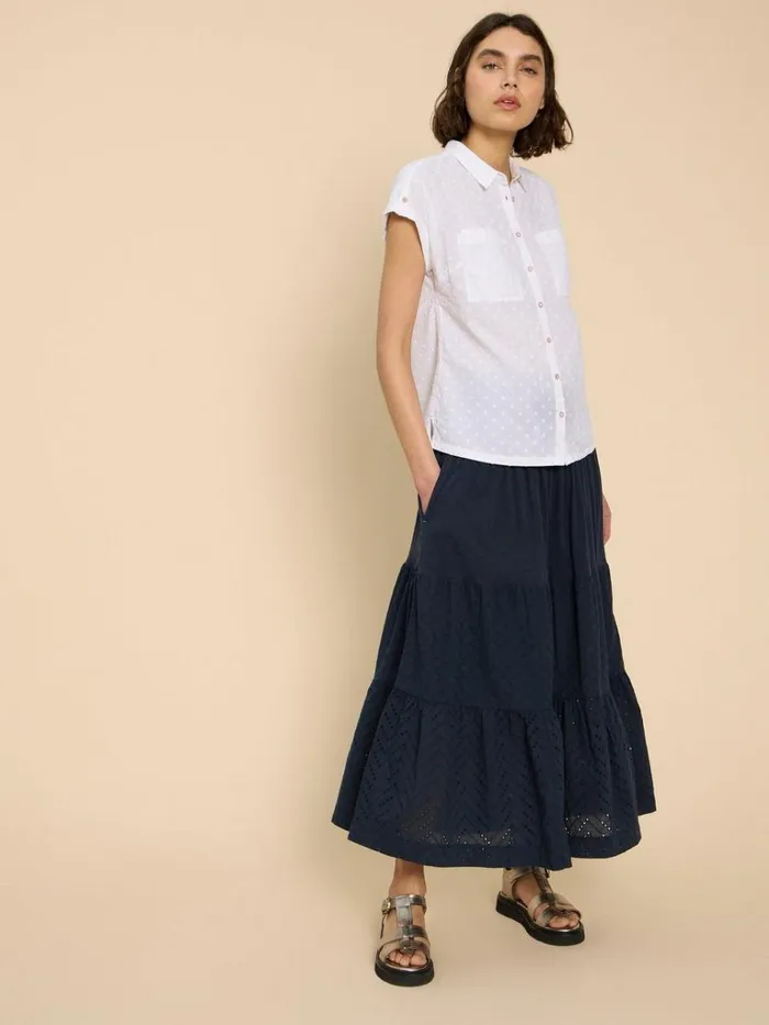 Women SKIRTS White Stuff Marissa Broderie Maxi Skirt Dark Navy