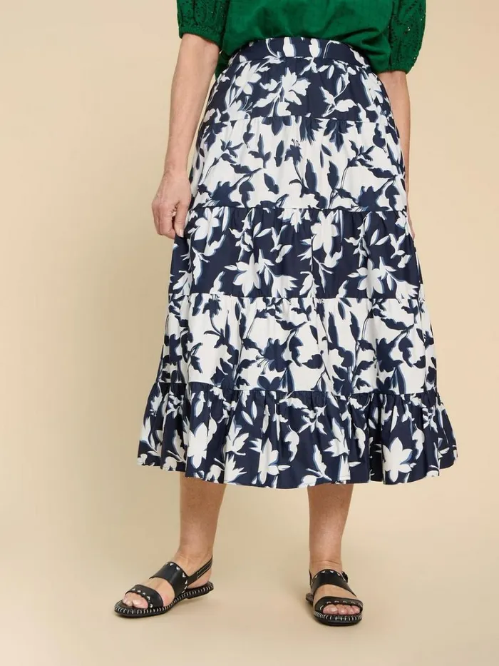 Women SKIRTS White Stuff Mayra Mixed Print Midi Skirt Navy Print