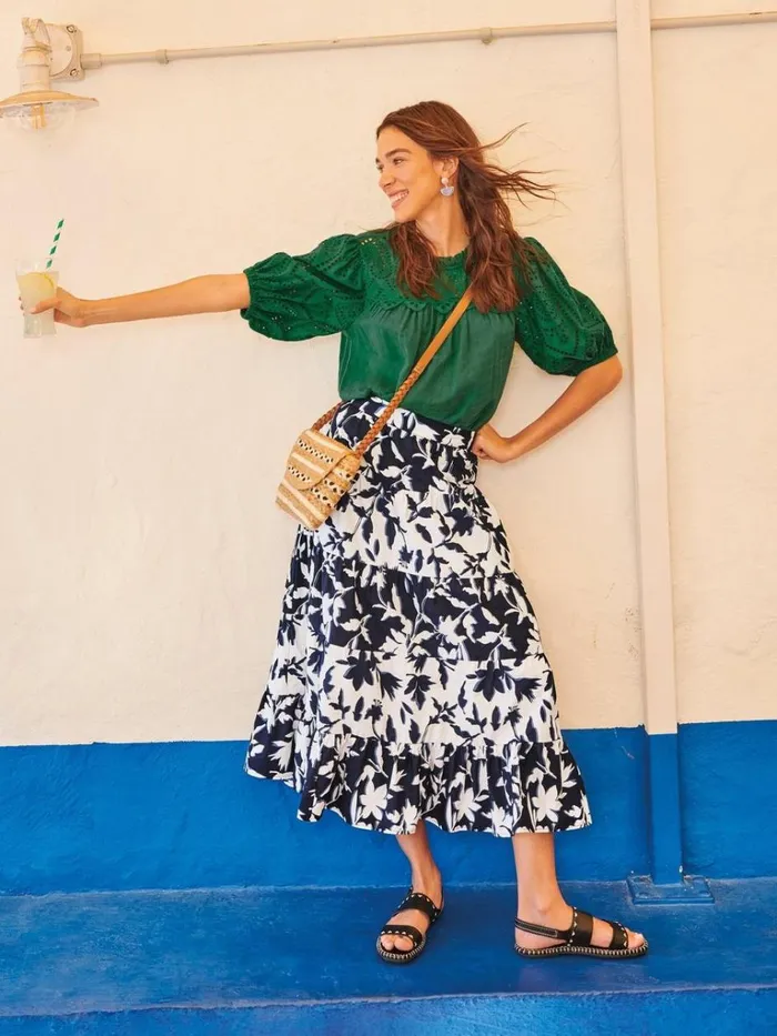 Women SKIRTS White Stuff Mayra Mixed Print Midi Skirt Navy Print Women SKIRTS White Stuff Mayra Mixed Print Midi Skirt Navy Print