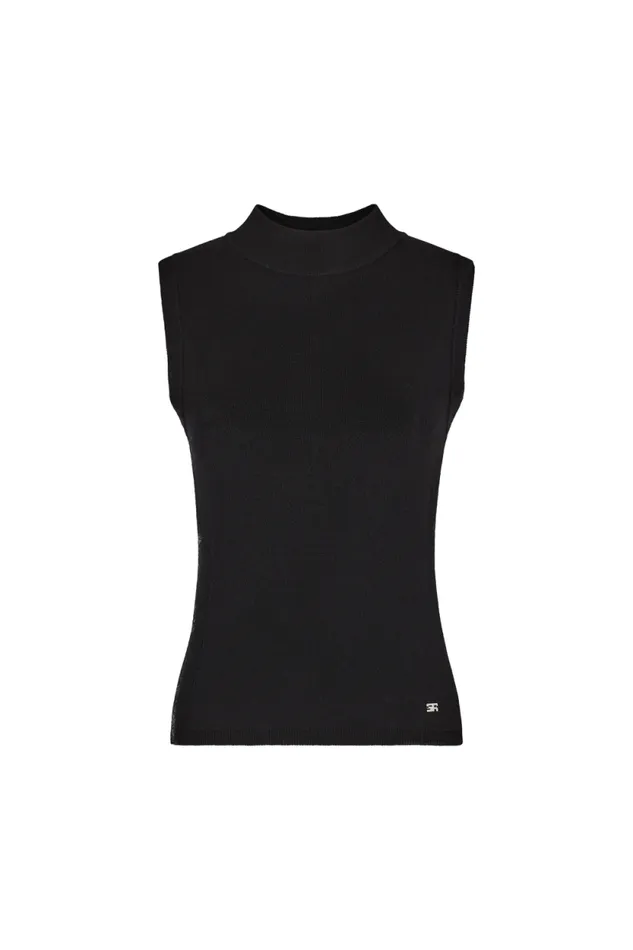 Women Sleeveless Knitted Sweater Black Black Sonia Rykiel Tank Tops