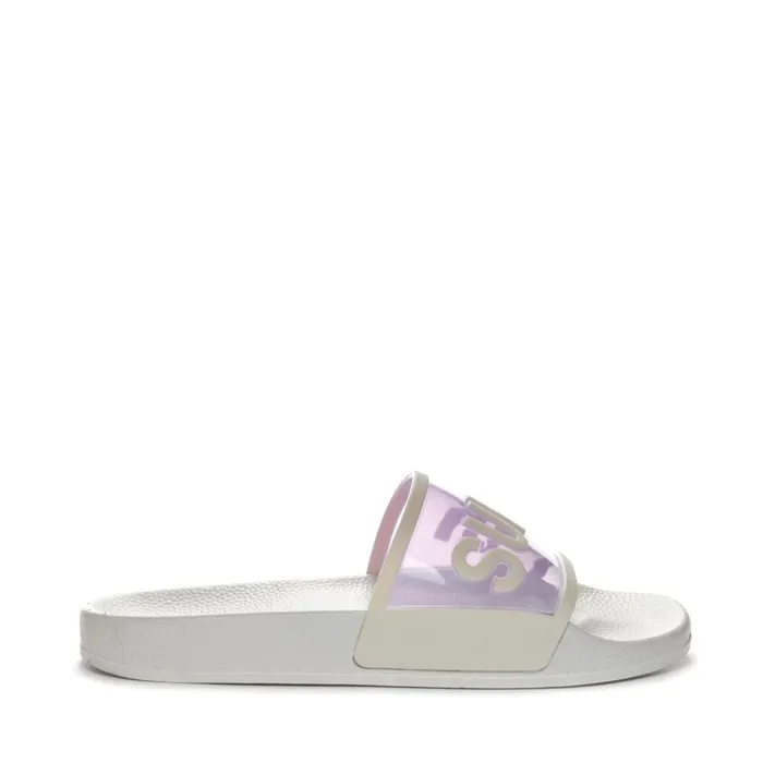 Women Slippers Unisex 1908 SLIDES CLEAR IDENTITY SLIDE WHITE AVORIOVIOLET LILLA Superga Slippers