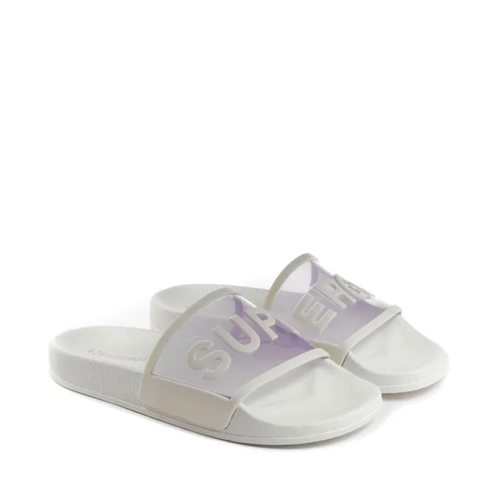 Women Slippers Unisex 1908 SLIDES CLEAR IDENTITY SLIDE WHITE AVORIOVIOLET LILLA Superga Slippers