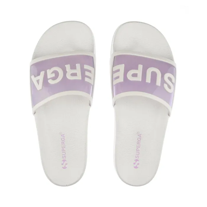 Women Slippers Unisex 1908 SLIDES CLEAR IDENTITY SLIDE WHITE AVORIOVIOLET LILLA Superga Slippers