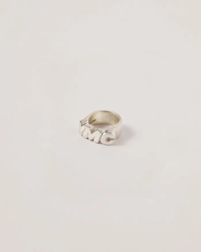 Women Small Logo Signet Ring Silver YMC Jewellery