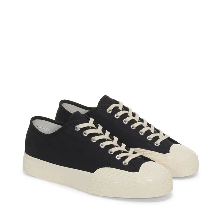 Women Sneakers Unisex 2432 WORKS LOW CUT COTTON CANVAS Low Cut BLACKOFF WHITE Superga Low Cut