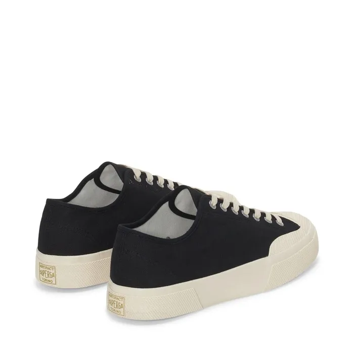 Women Sneakers Unisex 2432 WORKS LOW CUT COTTON CANVAS Low Cut BLACKOFF WHITE Superga Low Cut