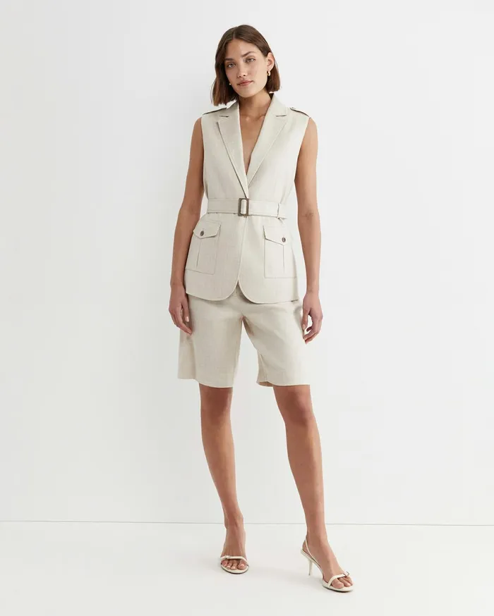 Women Sportscraft Jackets and Vests Lena Linen Safari Vest String