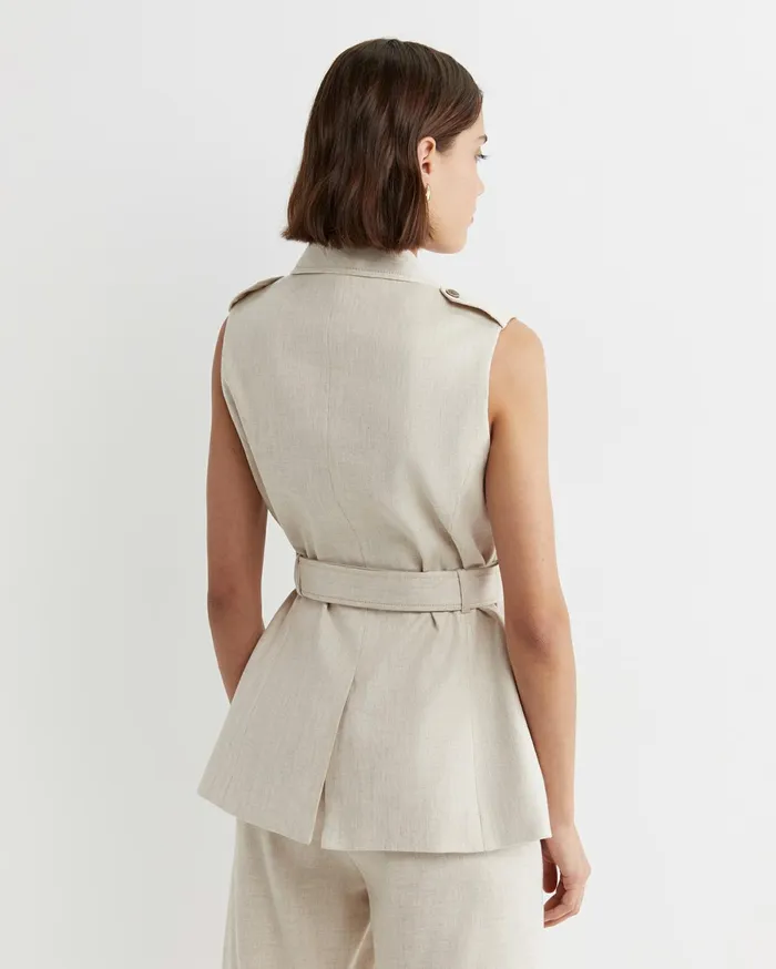 Women Sportscraft Jackets and Vests Lena Linen Safari Vest String