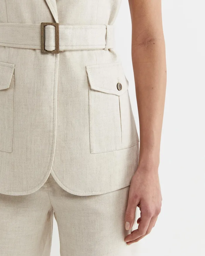 Women Sportscraft Jackets and Vests Lena Linen Safari Vest String
