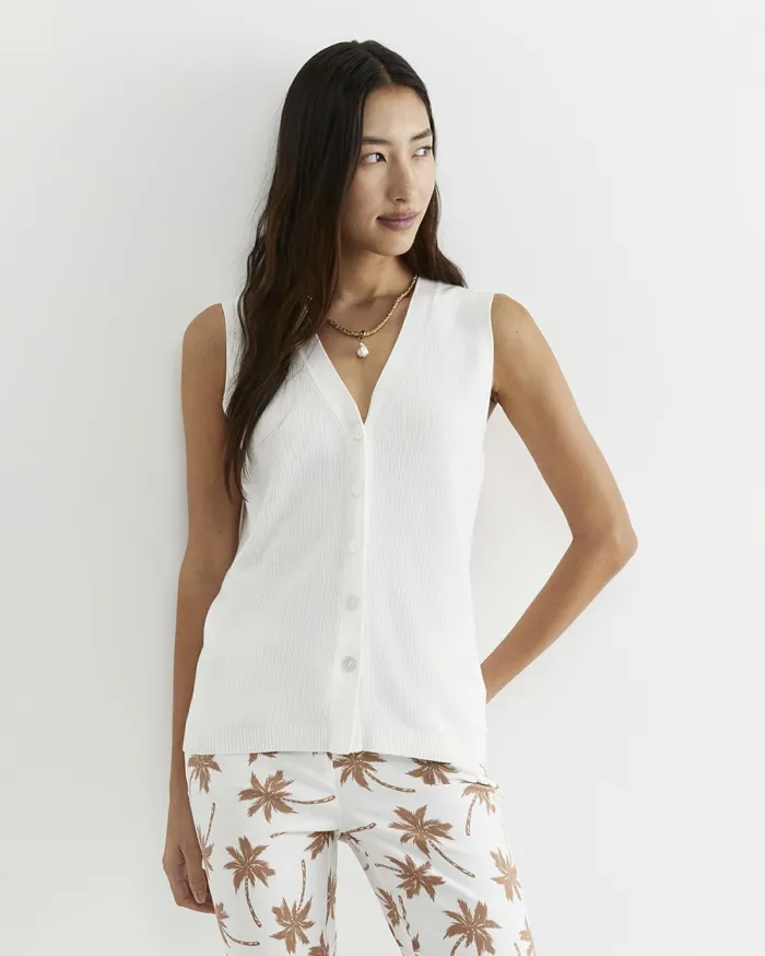 Women Sportscraft Knits and Cardigans Becky Cotton Vest White