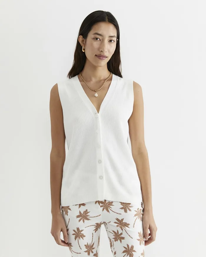 Women Sportscraft Knits and Cardigans Becky Cotton Vest White