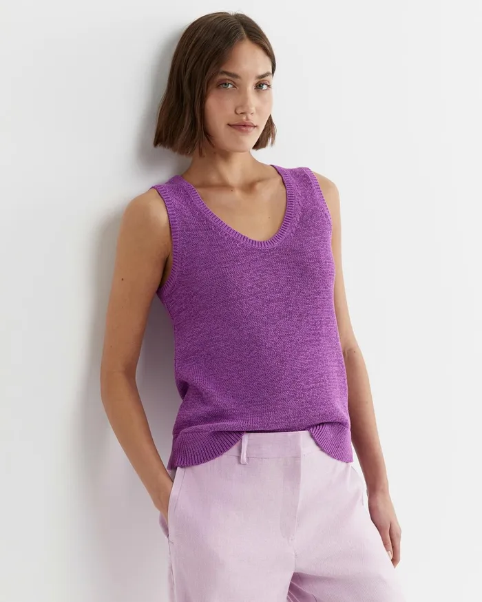Women Sportscraft Knits and Cardigans Josie Tape Yarn Singlet Hydrangea