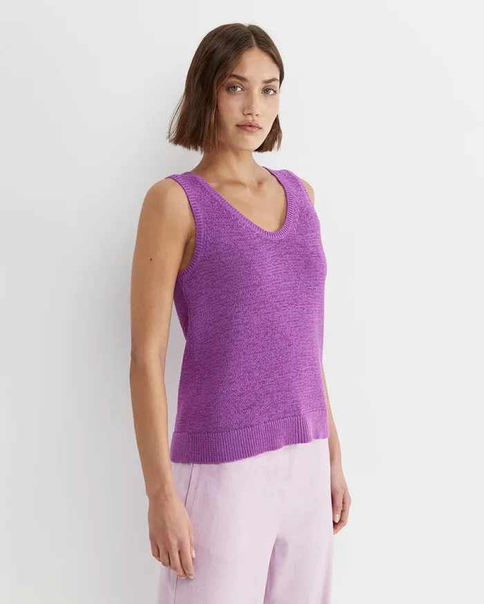Women Sportscraft Knits and Cardigans Josie Tape Yarn Singlet Hydrangea