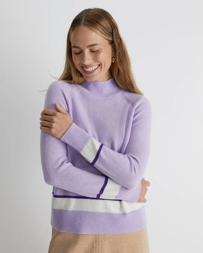 Women Sportscraft Knits and Cardigans Sunshine Colour Block Wool Sweater Lavender