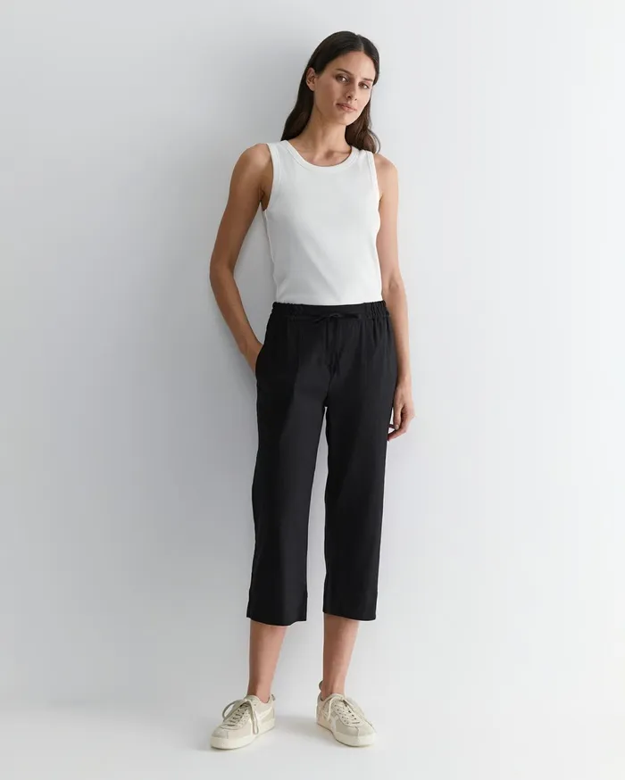 Women Sportscraft Pants Rosa Crop Linen Pant Black