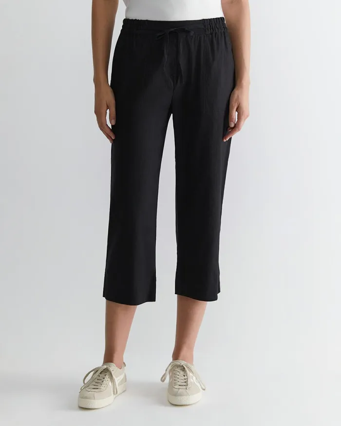 Women Sportscraft Pants Rosa Crop Linen Pant Black